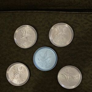 3/$15.  Set of 5 Bird Engraved  Coasters